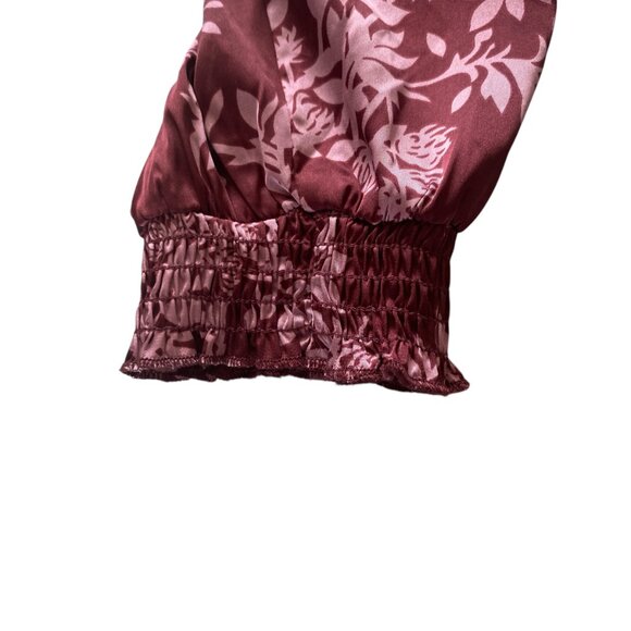 Studio 1886 plum long sleeve pullover blouse with tie closure women's size L - Picture 7 of 9